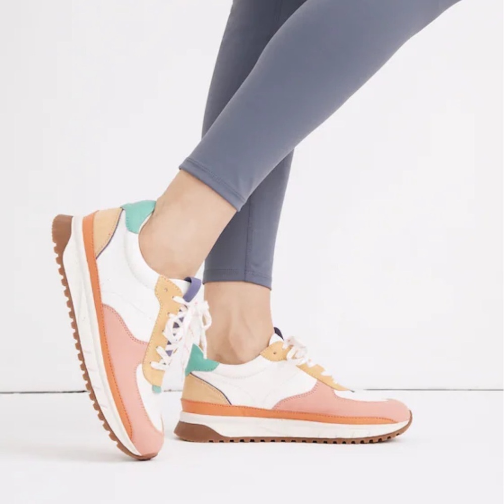 Madewell Kickoff Trainer Sneakers in Colorblock Leather Size 7 - Picture 2 of 12